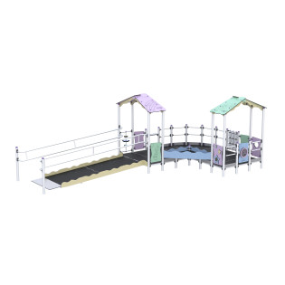 Integration play set with wheelchair access ramp