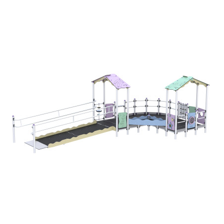 Integration play set with wheelchair access ramp