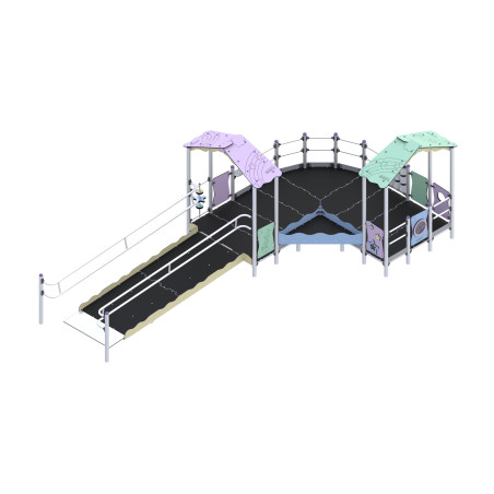 Integration play set with wheelchair access ramp