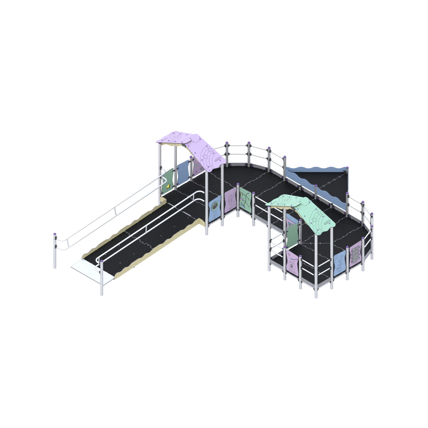 Inclusive play set with a ramp for wheelchairs