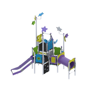 Play set with slides and bridge