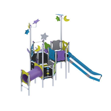 Spielset mit Rutschen und Brücke