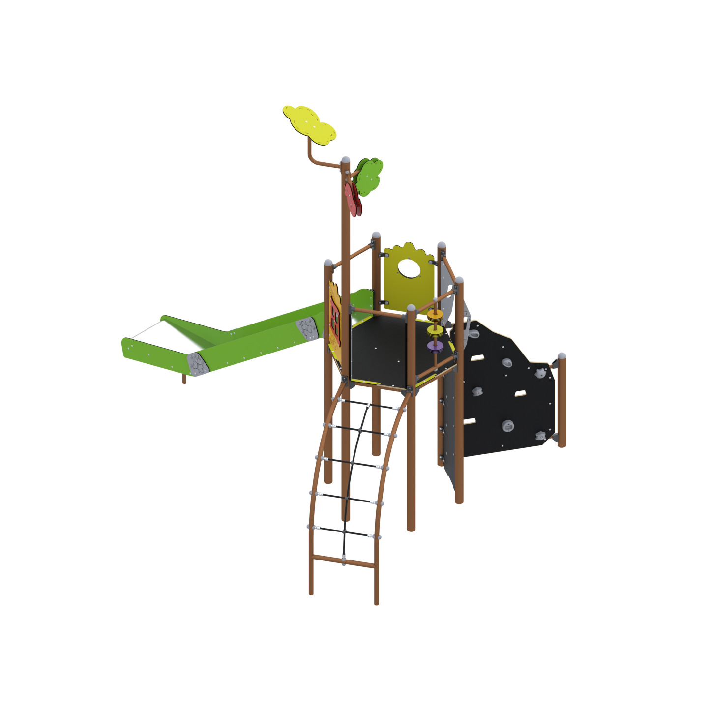 Play set with slide and climbing elements