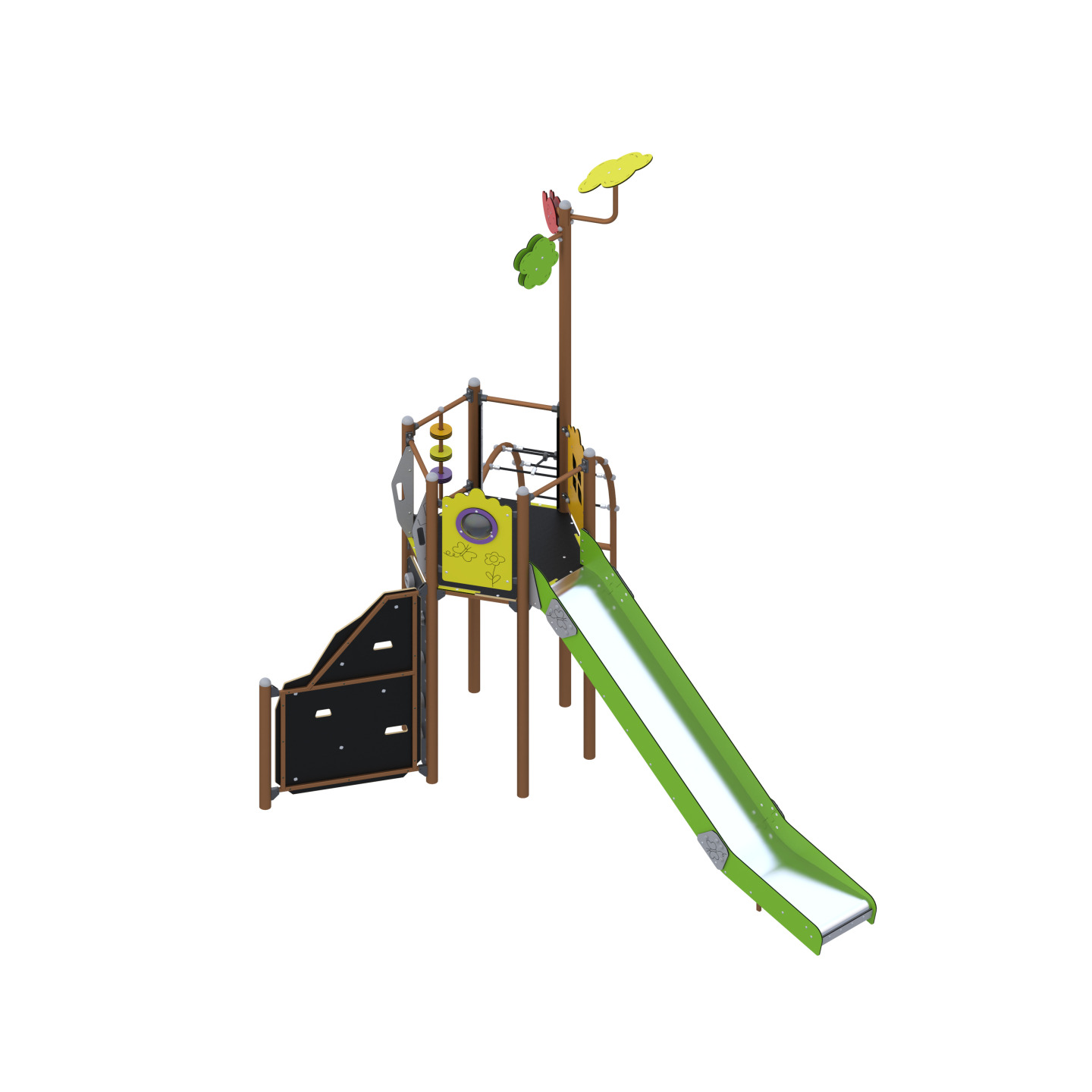 Play set with slide and climbing elements