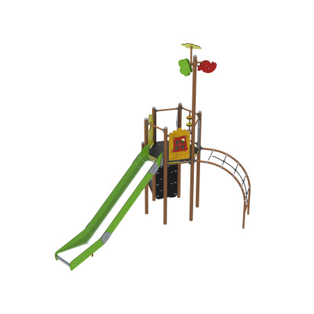 Play set with slide and climbing elements