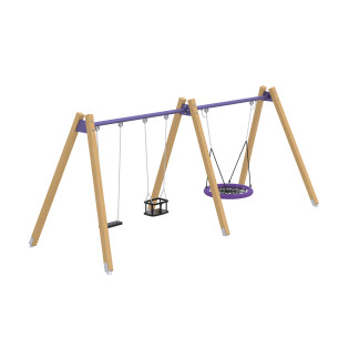 Trojitá dřevěná houpačka kyvadlová