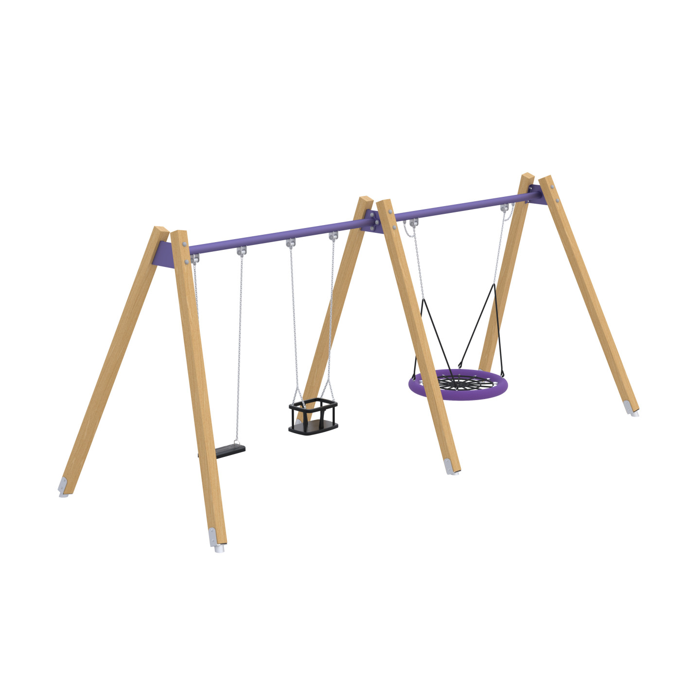 Dreifache Holzschaukel