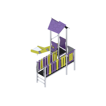 Play set with slide and bridge
