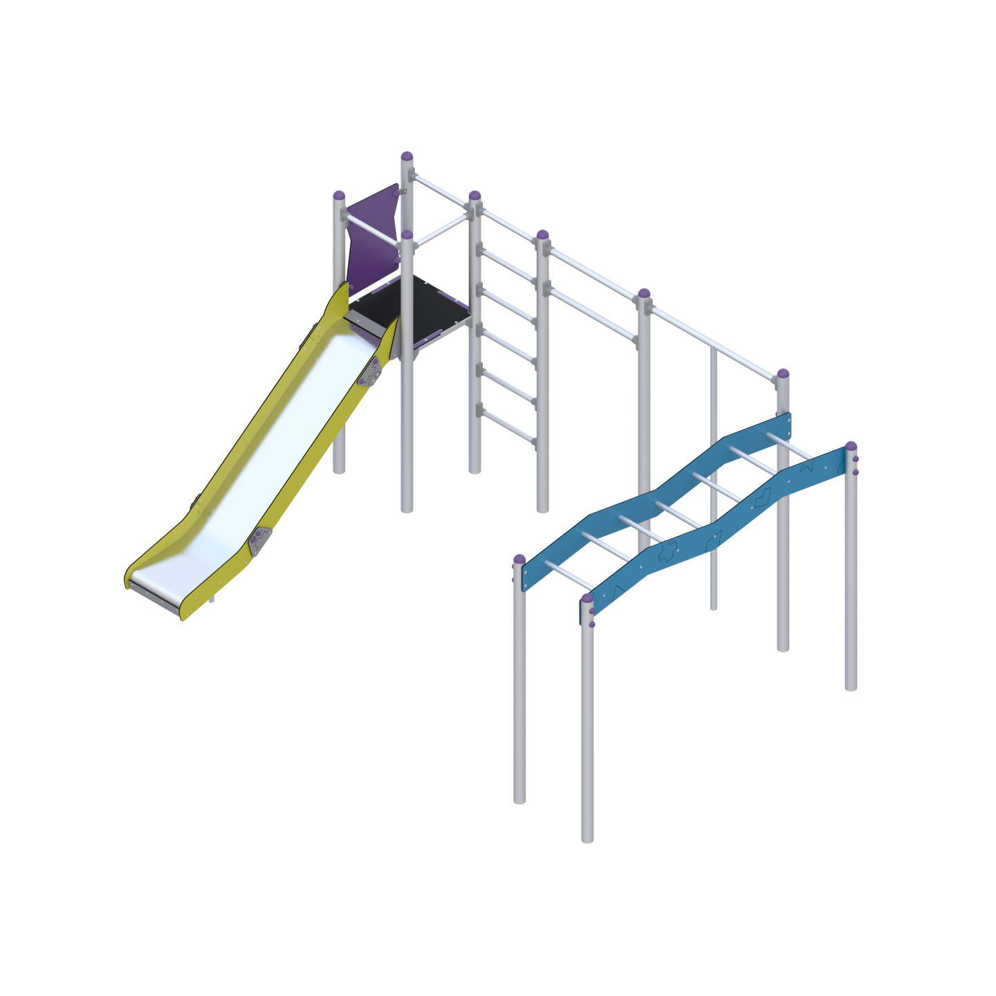 Play set with slide and climbing elements