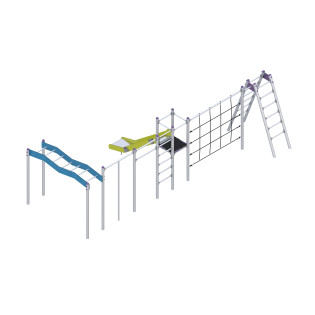 Play set with a slide, climbing elements, and ropes 2