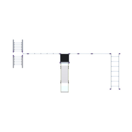 Play set with a slide, climbing elements, and ropes