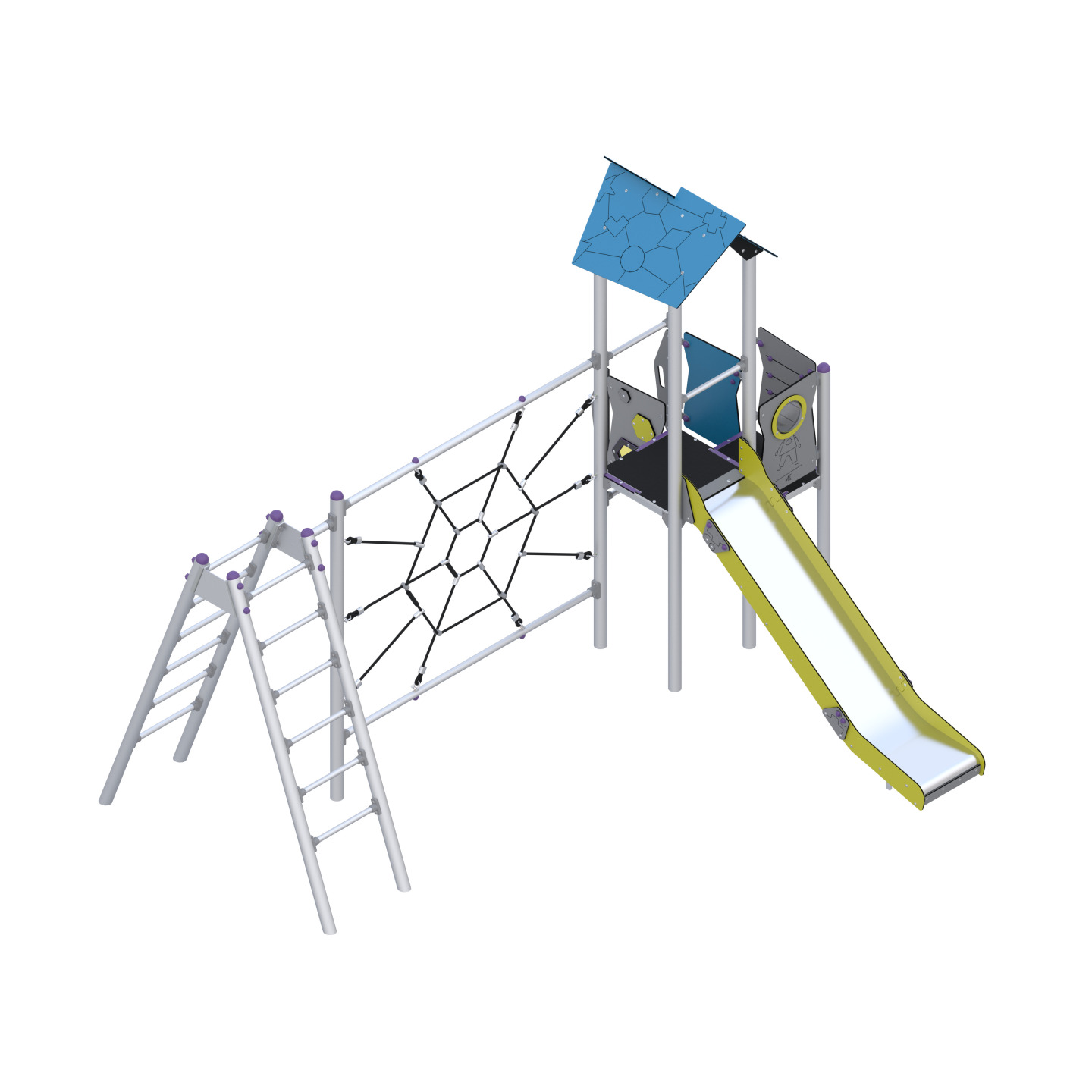 Spielset mit Kletterelementen und Seilen