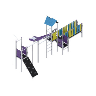 Spielset mit Rutsche, Brücke, Kletterelementen und Rutschrohr 2