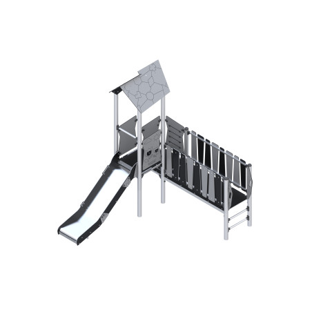 Play set with slide and bridge