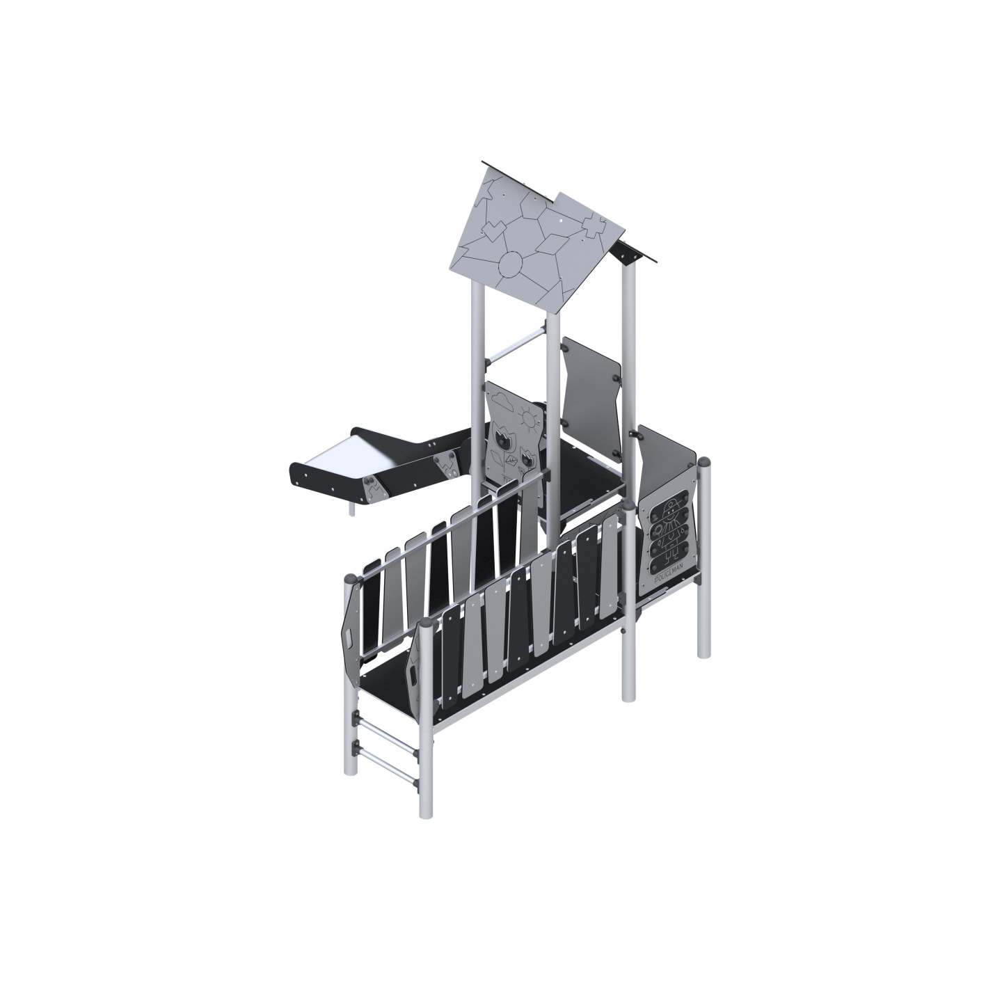 Play set with slide and bridge