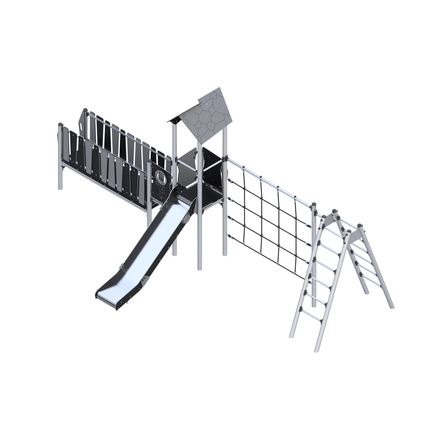 Spielset mit Rutsche, Brücke und Kletterelementen