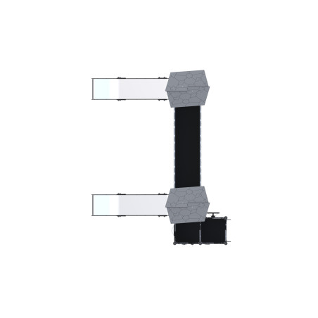 Two-tower play set with slides connected by a bridge