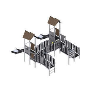 Zweiturm-Spielset, verbunden durch eine Brücke mit Rutschen 2