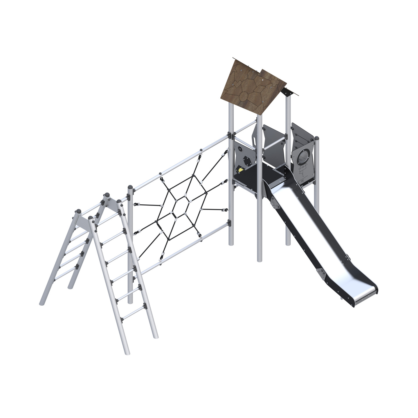 Spielset mit Kletterelementen und Seilen